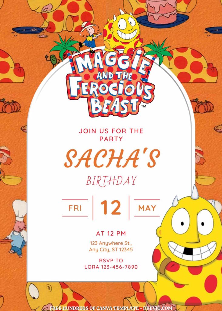 Invitation Template of FREE - 14+ Maggie and the Ferocious Beast Canva Birthday Invitation Templates 7