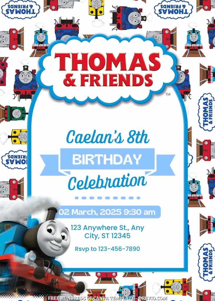 Invitation Template of FREE - 16+ Thomas & Friends Canva Birthday Invitation Templates 7