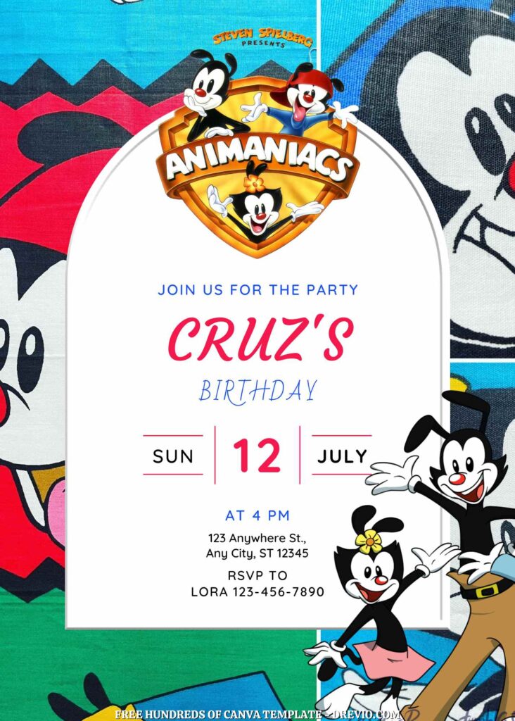 Invitation Template of FREE - 18+ Animaniacs Canva Birthday Invitation Templates 7