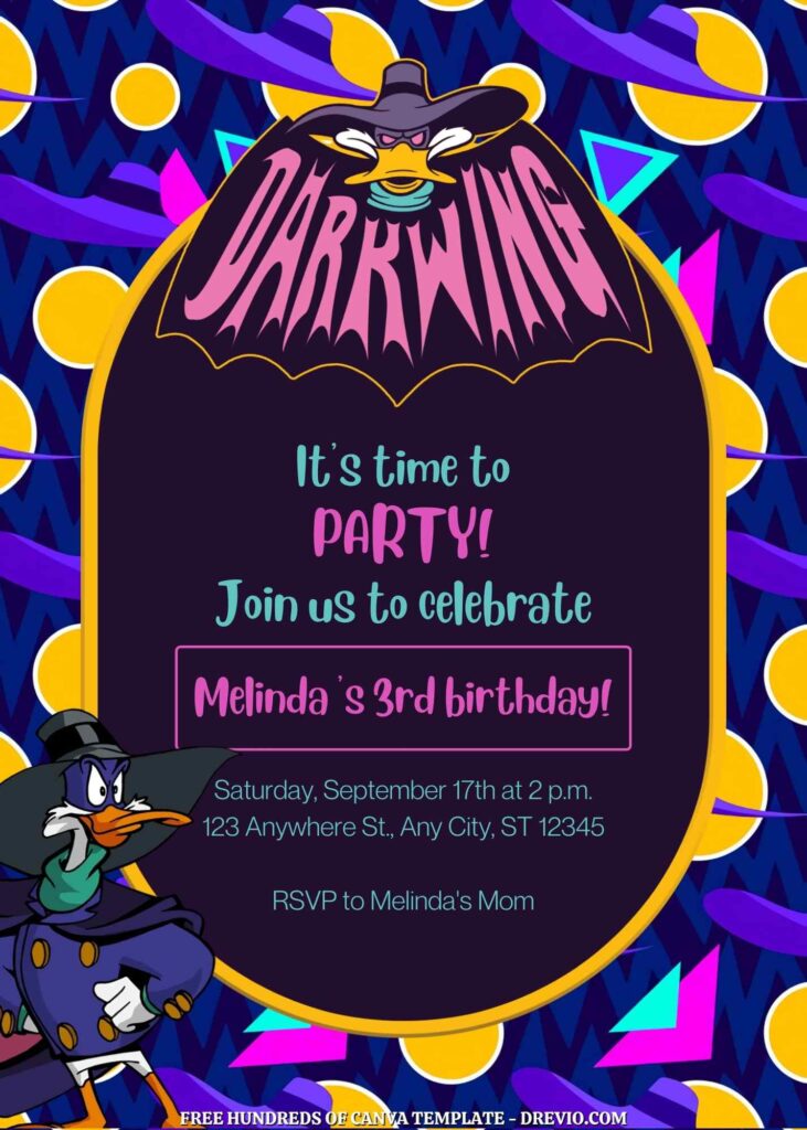 Invitation Template of FREE - 18+ Darkwing Duck Canva Birthday Invitation Templates 7