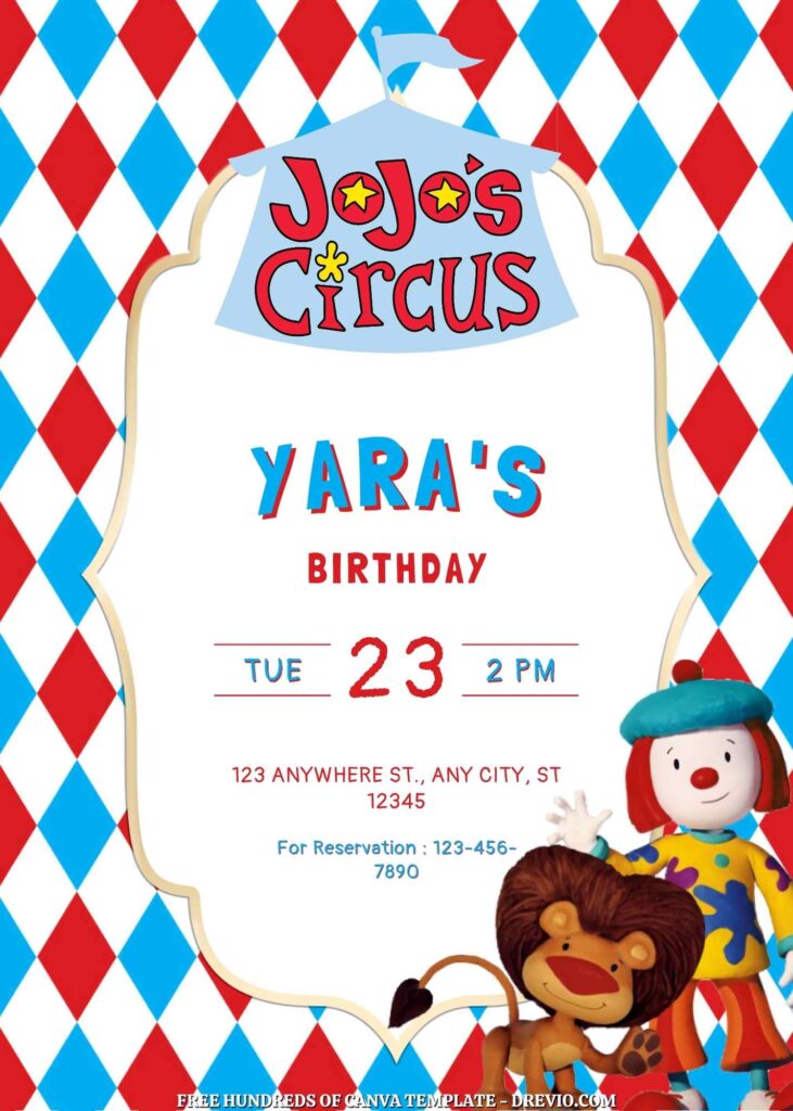 Invitation Template of FREE - 18+ JoJo's Circus Canva Birthday Invitation Templates 7