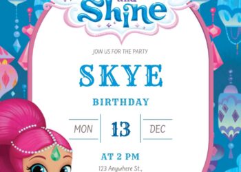 Invitation Template of 22+ Shimmer and Shine Canva Birthday Invitation Templates 1