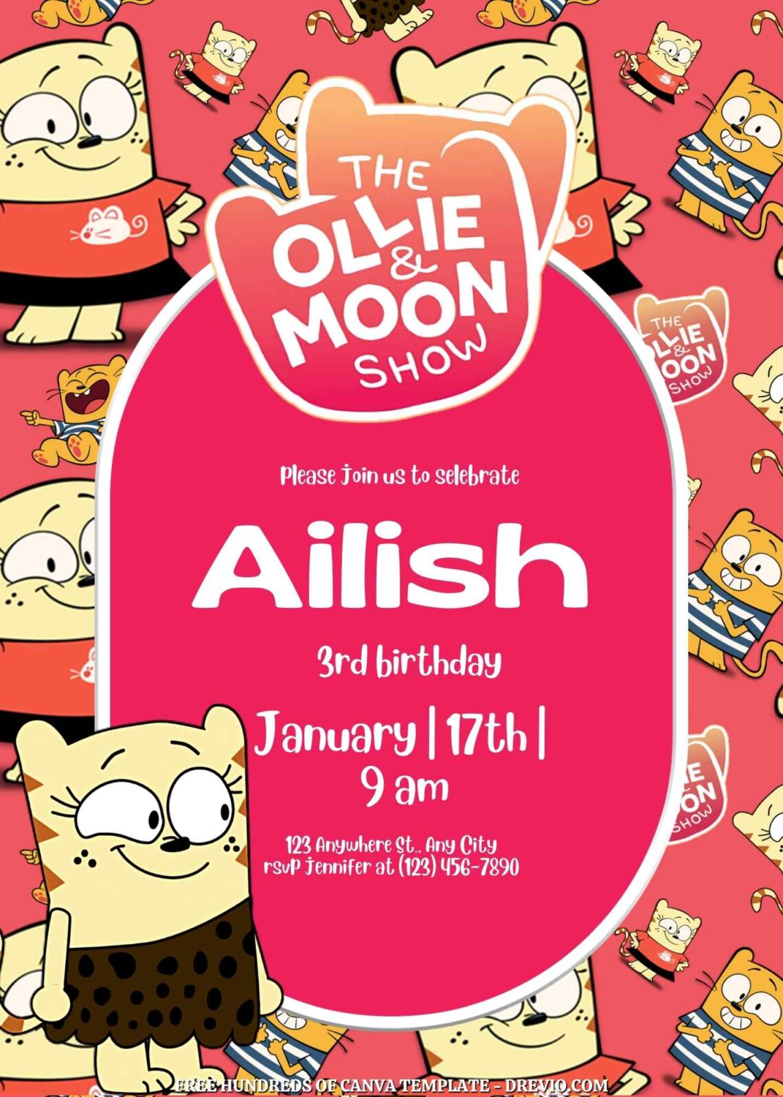 The Ollie & Moon Show Birthday Invitations with Group in the Background