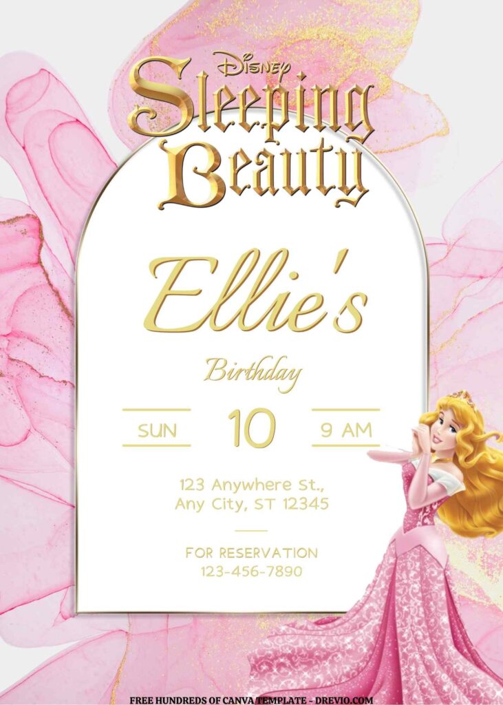 Invitation Template of FREE EDITABLE - 16 Sleeping Beauty Canva Templates 7