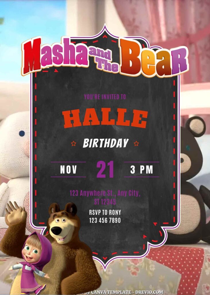 Free Masha and the Bear Birthday Invitations