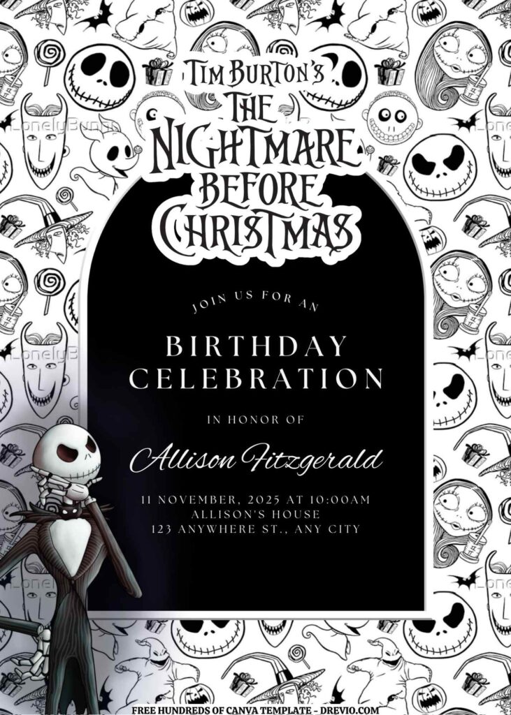 Invitation Template of FREE EDITABLE -  18 The Nightmare Before Christmas Canva Templates 7