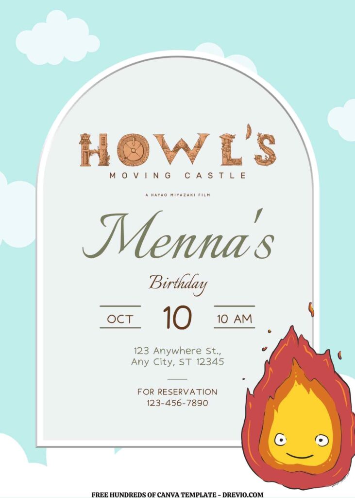 Invitation Template of FREE EDITABLE - 11 Howl's Moving Castle Canva Templates 7