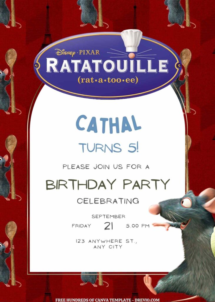 Invitation Template of FREE EDITABLE - 11 Ratatouille Canva Templates 7