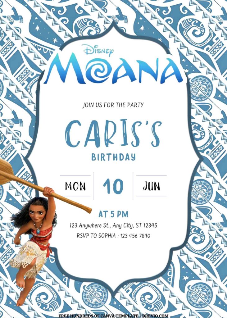 Invitation Template of FREE EDITABLE - 16 Moana Canva Templates 10