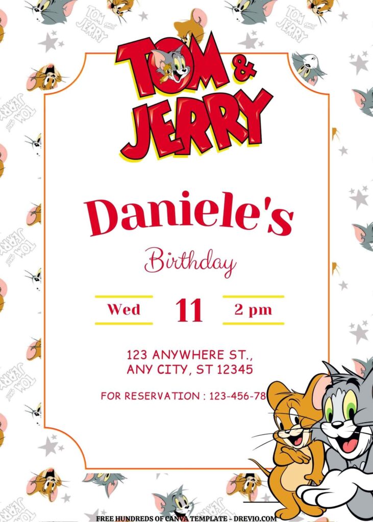 Invitation Template of FREE EDITABLE - 18+ Tom and Jerry Canva Birthday Invitation Templates 12