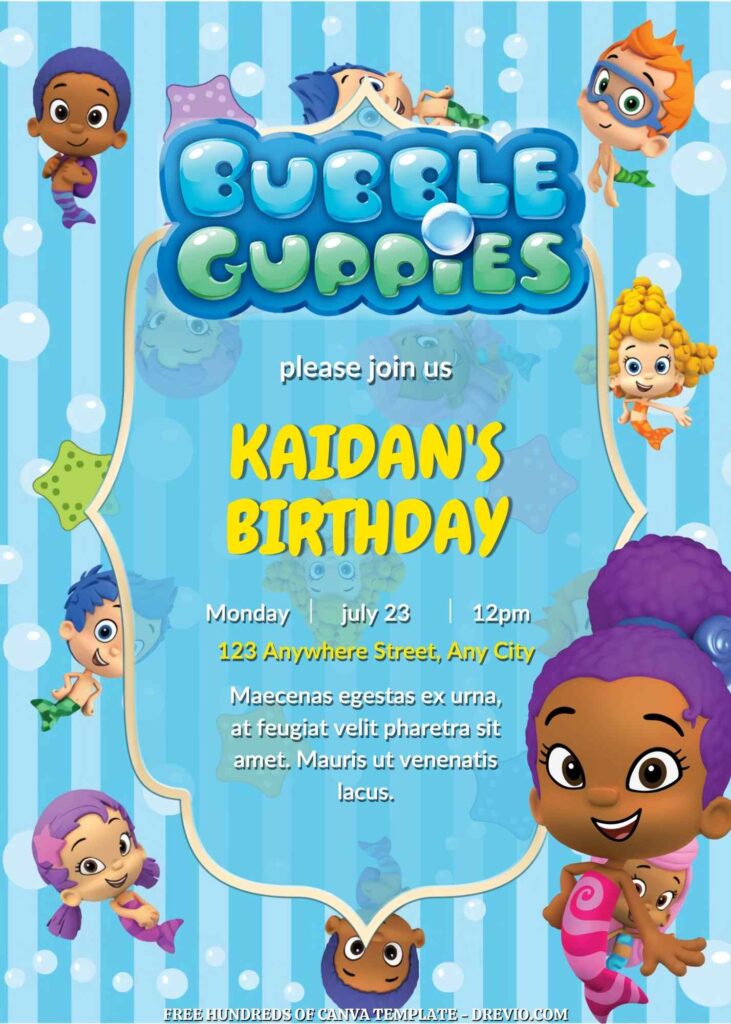 Invitation Template of FREE - 20+ Bubble Guppies Birthday Canva Invitation Templates 7