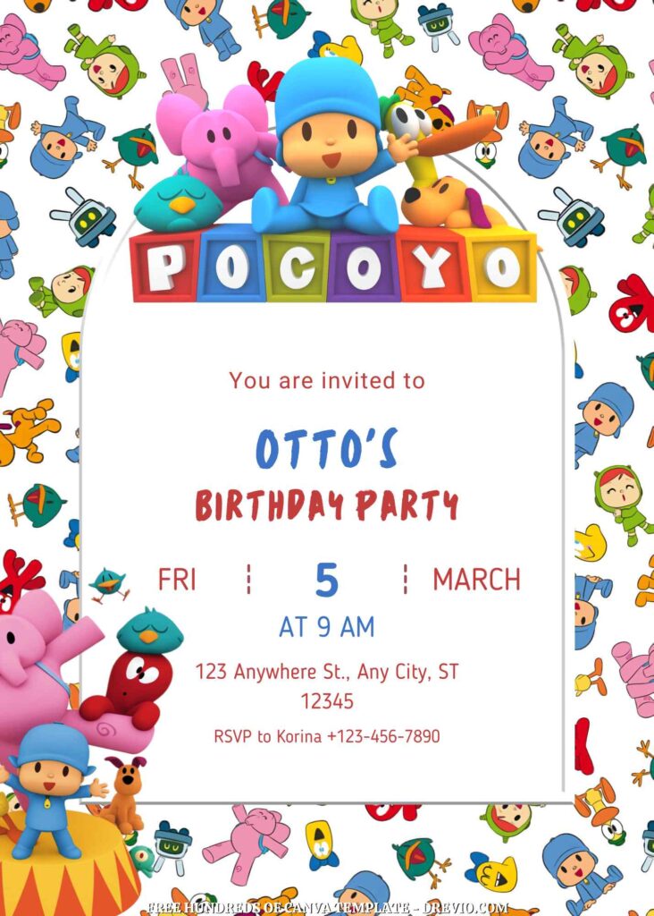 Invitation Template of FREE - 20+ Pocoyo Canva Birthday Invitation Templates 7