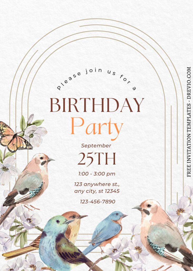 FREE EDITABLE - 7+ Blossoming Spring Canva Birthday Invitation Templates with beautiful love bird and butterfly