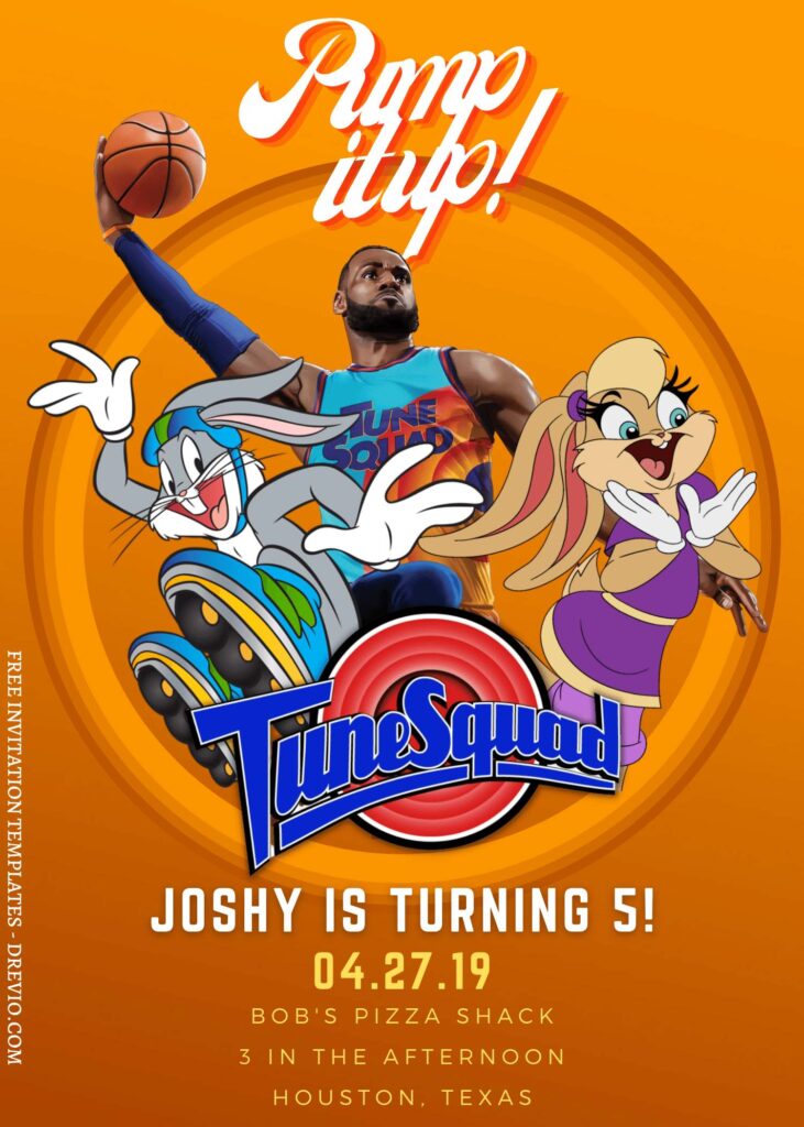 7+ Awesome Space Jam Legacy Canva Birthday Invitation Templates with Lebron James dunking