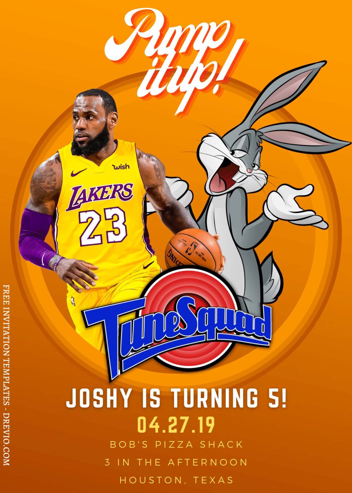 7+ Awesome Space Jam Legacy Canva Birthday Invitation Templates with Tunesquad logo