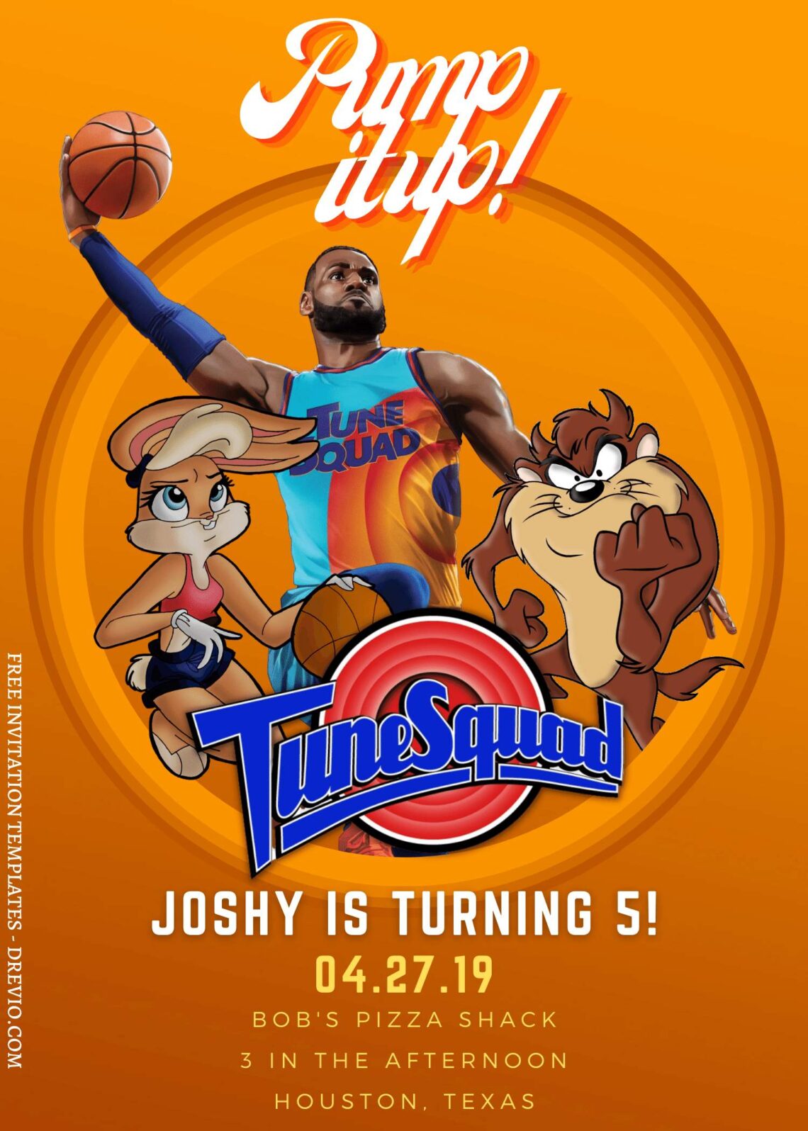 7+ Awesome Space Jam Legacy Canva Birthday Invitation Templates with Tasmanian
