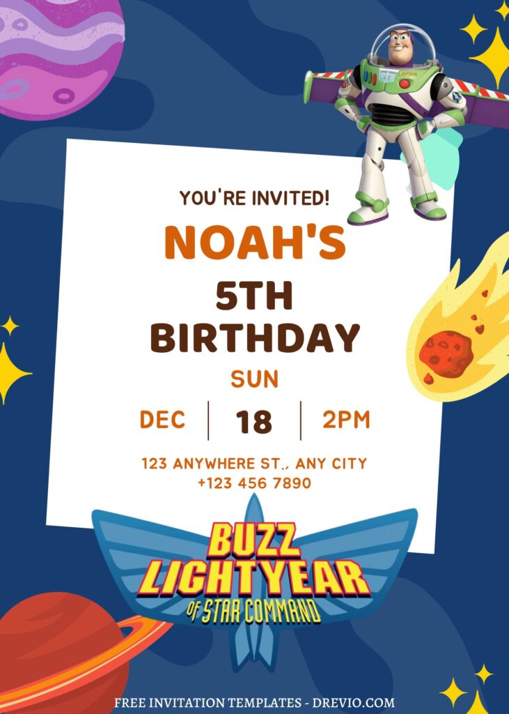 Invitation Template of FREE EDITABLE - 8+ Buzz Lightyear Canva Birthday Invitation Templates 1