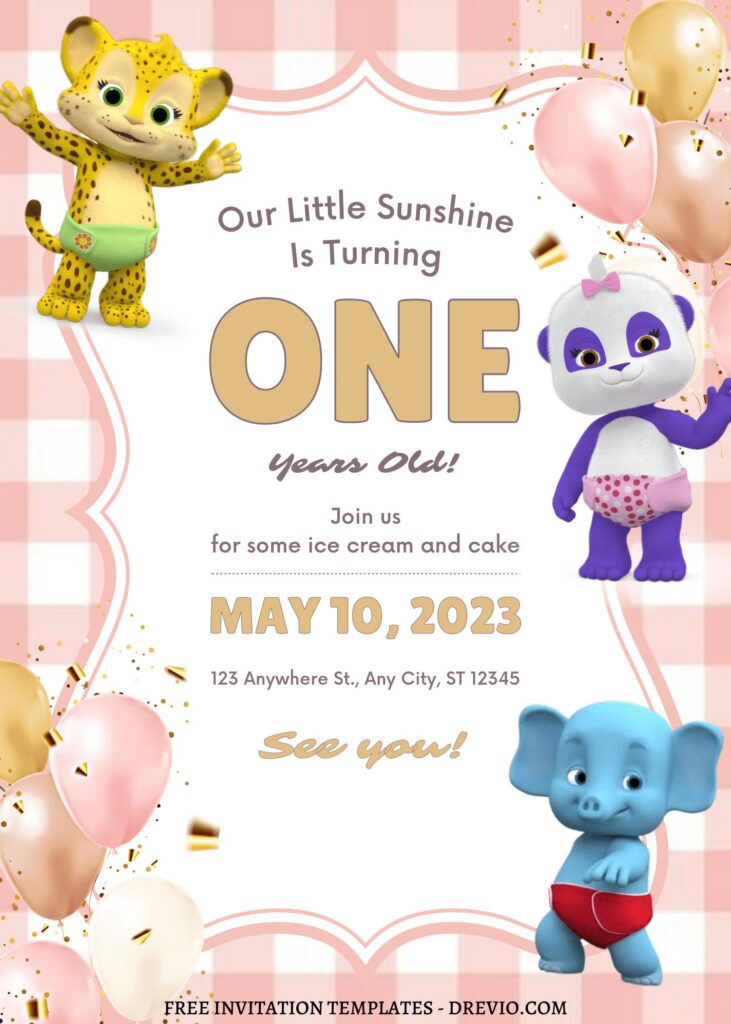 11+ Colorful Fiesta Word Party Canva Birthday Invitation Templates with cute baby panda