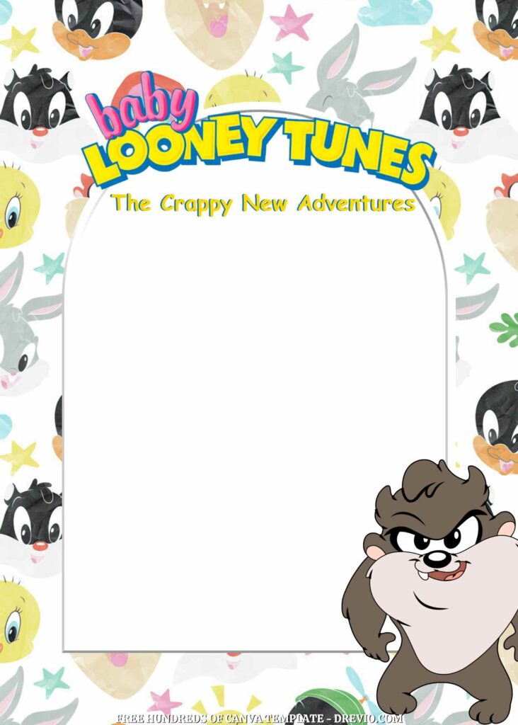 Invitation Template of 20+ Baby Looney Tunes Canva Birthday Invitation Templates 8