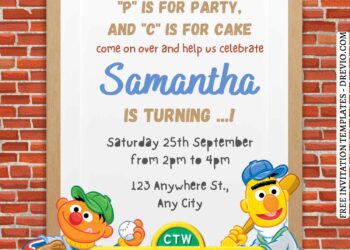 9+ Lovely Cute Sesame Street Canva Birthday Invitation Templates with cute Sesame Street sign