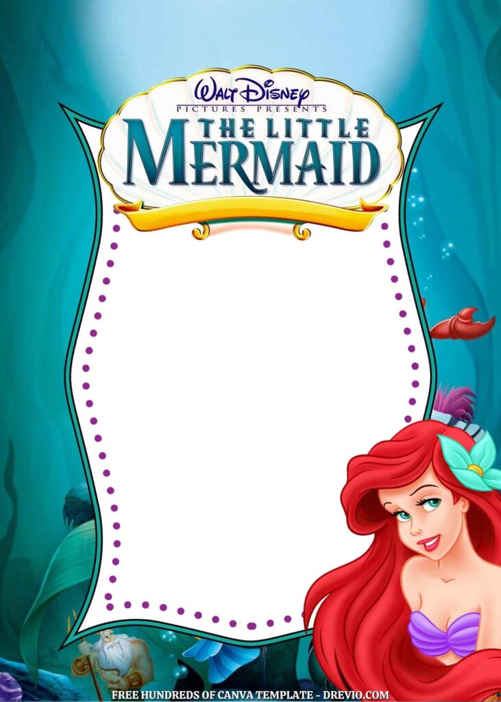 Invitation Template of 16+ The Little Mermaid Canva Birthday Invitation Templates 4