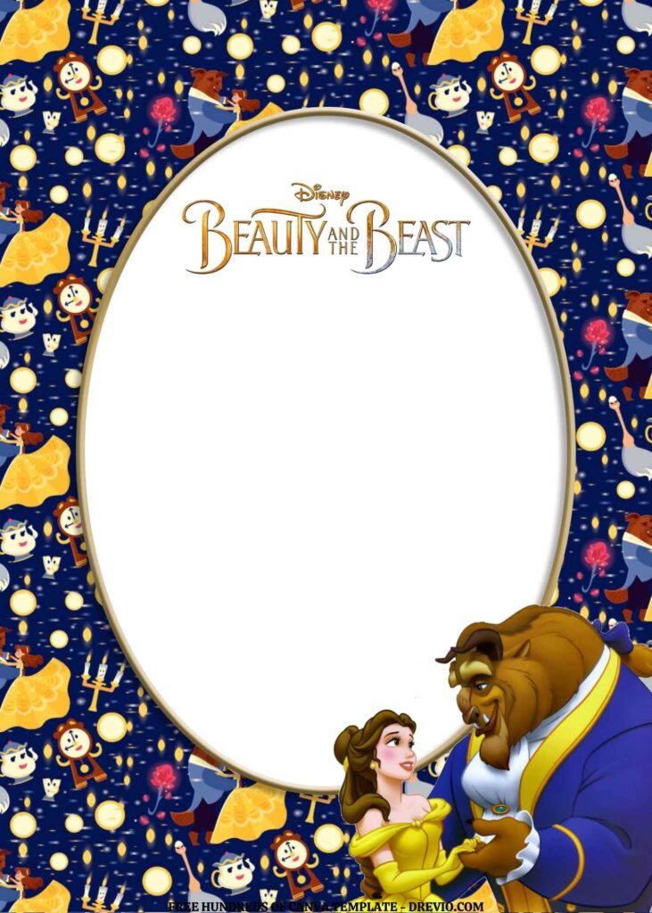 Invitation Template of FREE EDITABLE - 18 Beauty and the Beast Canva Templates 8