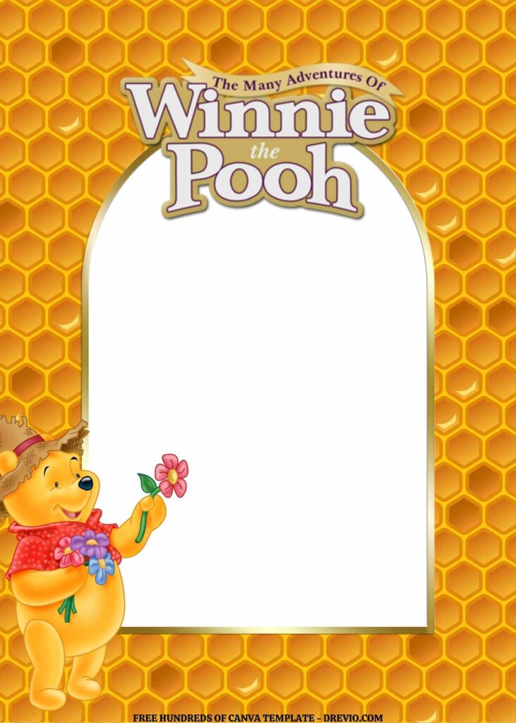 Invitation Template of FREE EDITABLE -  18 Winnie the Pooh Canva Templates 8