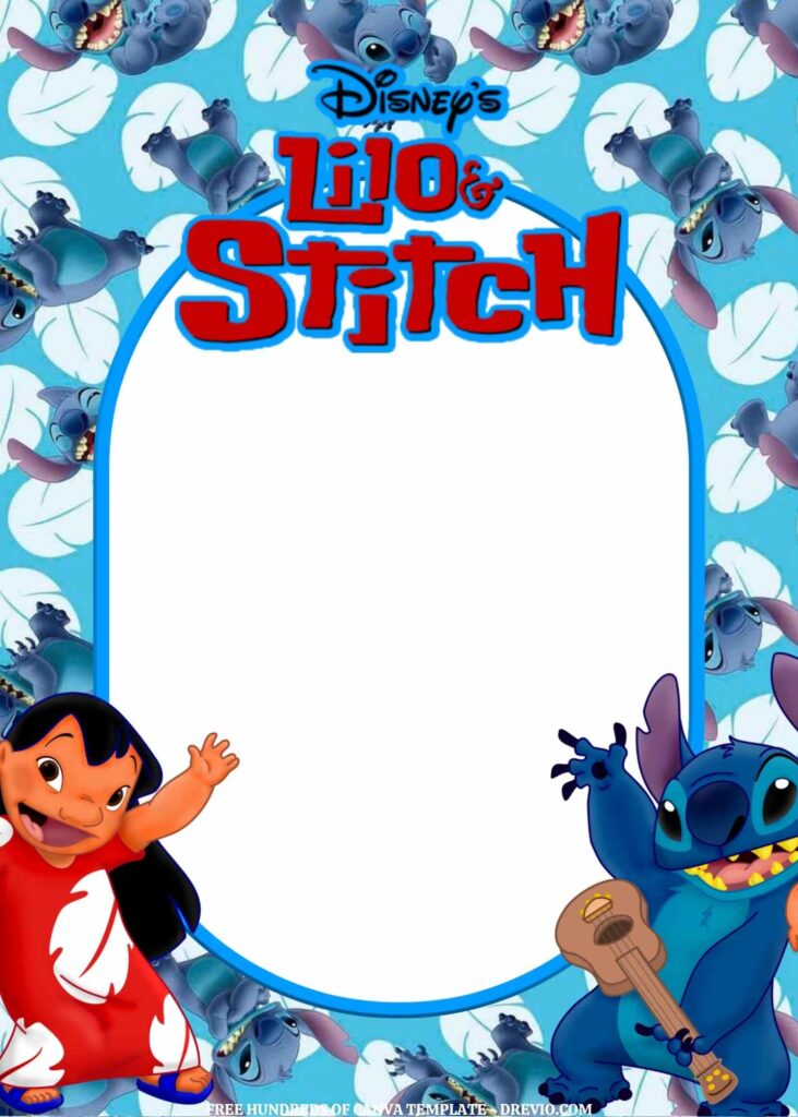 Invitation Template of FREE EDITABLE -  20 Lilo & Stitch Canva Templates 8