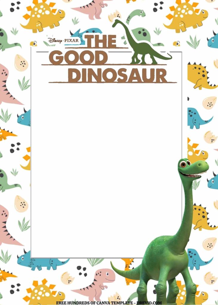 Invitation Template of FREE EDITABLE -  20 The Good Dinosaur Canva Templates 8