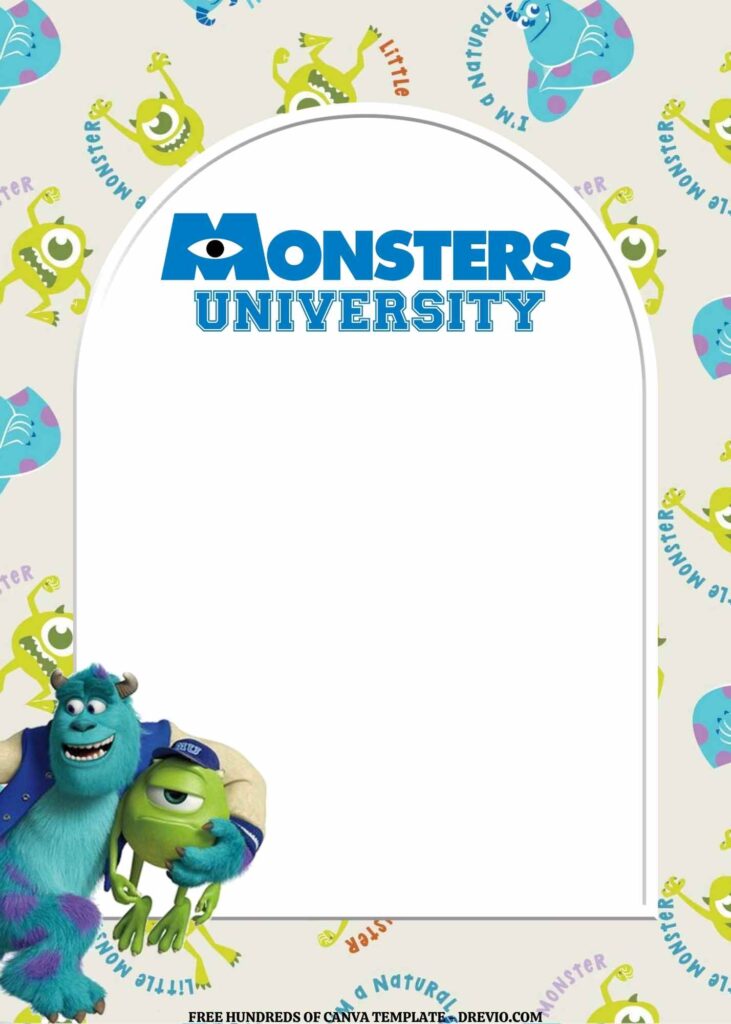 Invitation Template of FREE EDITABLE - 14 Monsters University Canva Templates 8