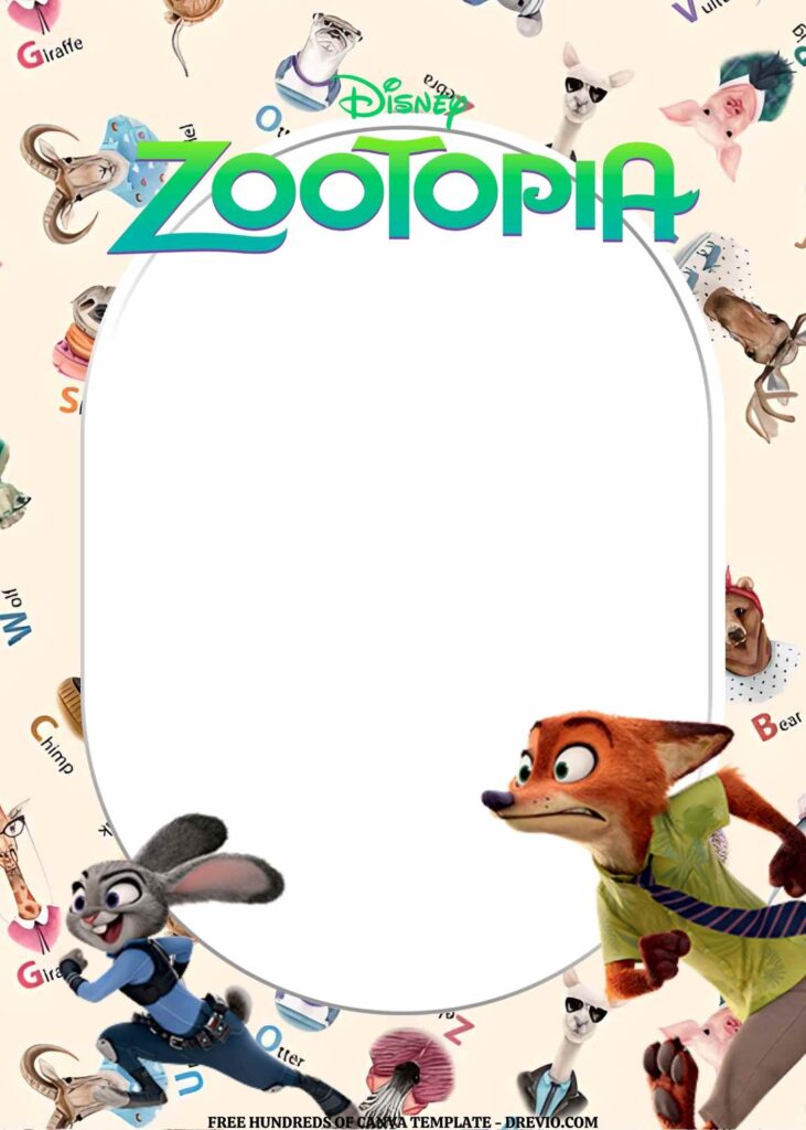 Invitation Template of FREE EDITABLE - 16 Zootopia Canva Birthday Invitation Templates 9