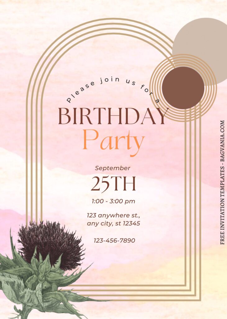 FREE PRINTABLE - 8+ Bohemian Arch Canva Birthday Invitation Templates with aesthetic arch wedding frame