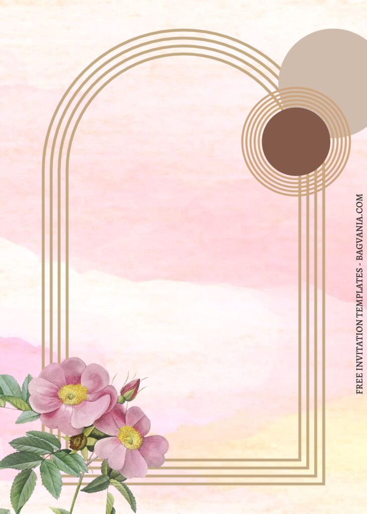 FREE PRINTABLE - 8+ Bohemian Arch Canva Birthday Invitation Templates with blush pink gardenia