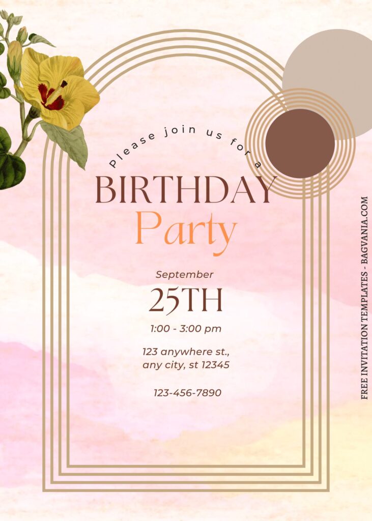 FREE PRINTABLE - 8+ Bohemian Arch Canva Birthday Invitation Templates with modern arch frame