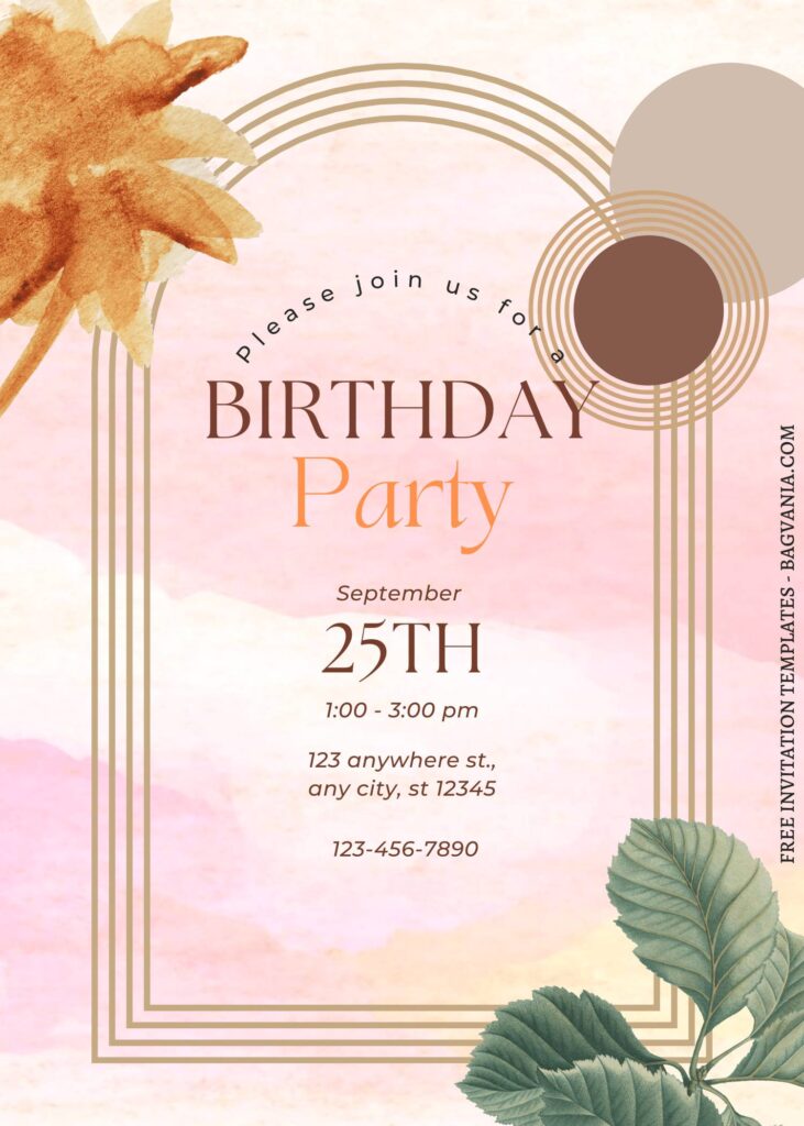 FREE PRINTABLE - 8+ Bohemian Arch Canva Birthday Invitation Templates with rustic background