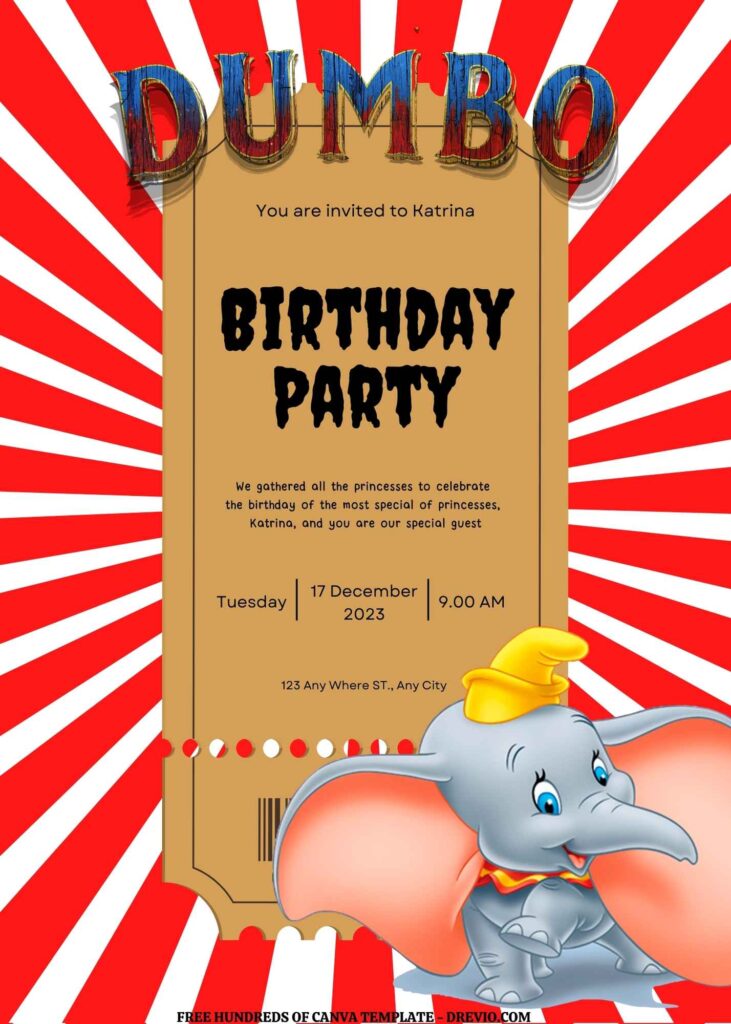 Invitation Template of FREE EDITABLE - 16 Dumbo Canva Templates 9