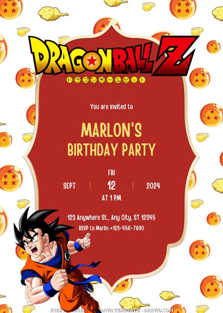 Invitation Template of FREE - 14+ Dragon Ball Canva Birthday Invitation Templates 9