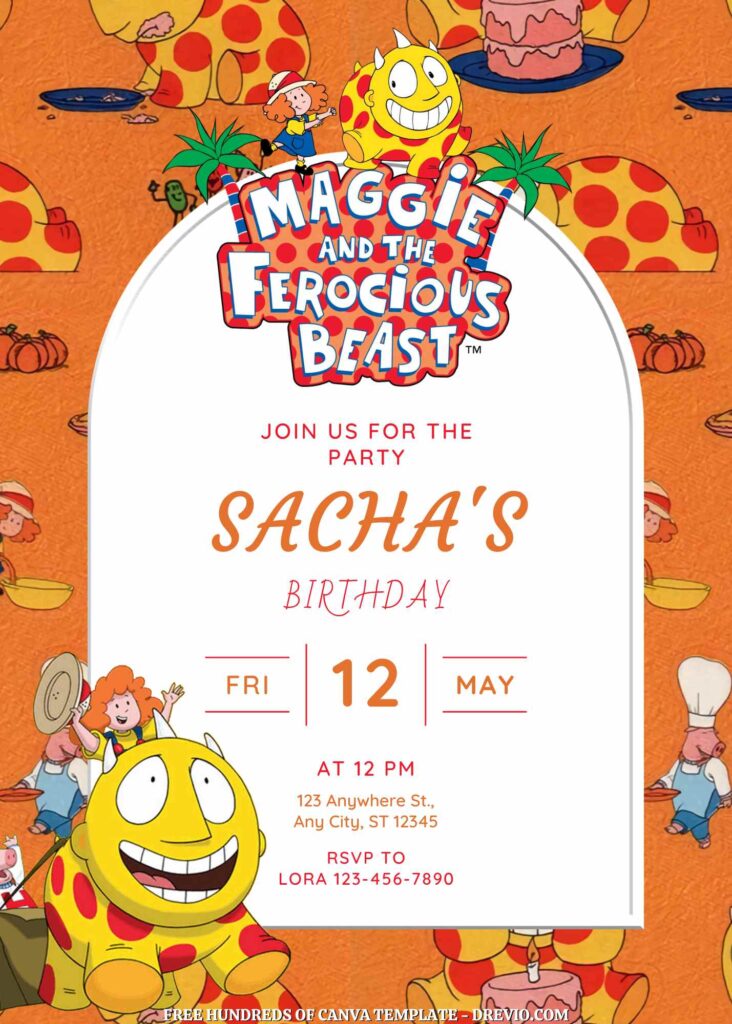 Invitation Template of FREE - 14+ Maggie and the Ferocious Beast Canva Birthday Invitation Templates 9