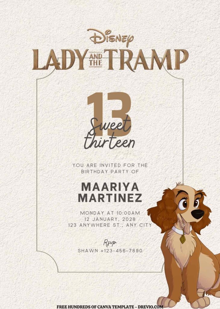 Invitation Template of FREE EDITABLE - 16 Lady and the Tramp Canva Templates 9