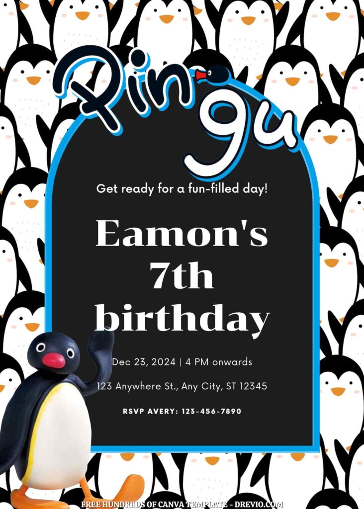 Invitation Template of FREE - 16+ Pingu Canva Birthday Invitation Templates 9