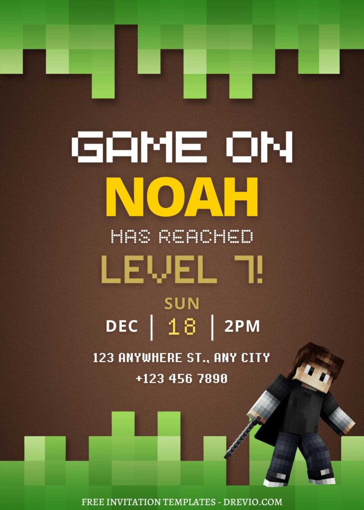 FREE EDITABLE - 11+ Awesome Minecraft Canva Birthday Invitation Templates with minecraft characters