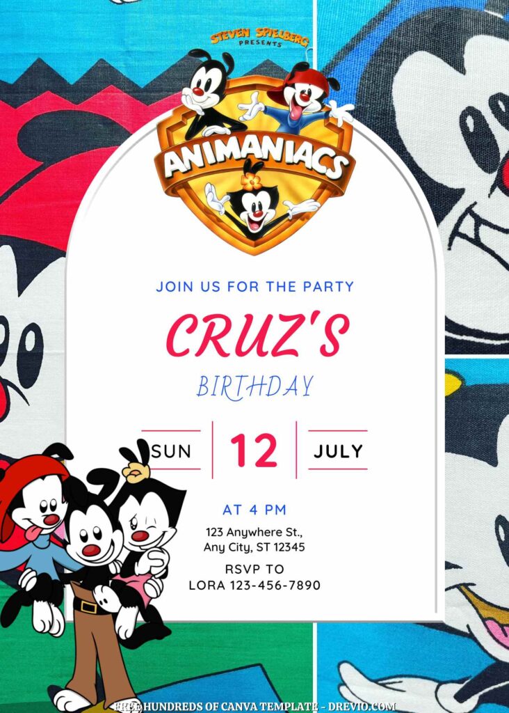 Invitation Template of FREE - 18+ Animaniacs Canva Birthday Invitation Templates 9