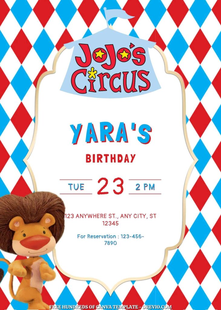 Invitation Template of FREE - 18+ JoJo's Circus Canva Birthday Invitation Templates 9