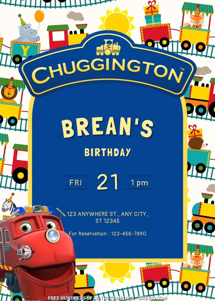 Invitation Template of 20+ Chuggington Canva Birthday Invitation Templates 5