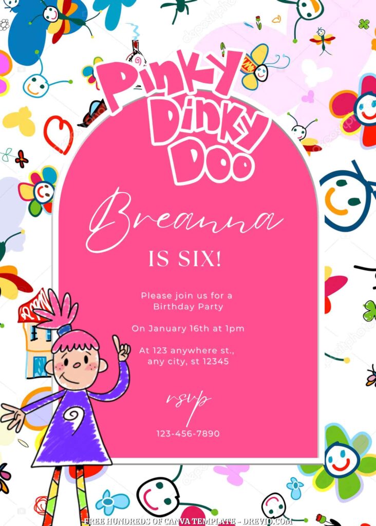 Invitation Template of 20+ Pinky Dinky Doo Canva Birthday Invitation Templates 5