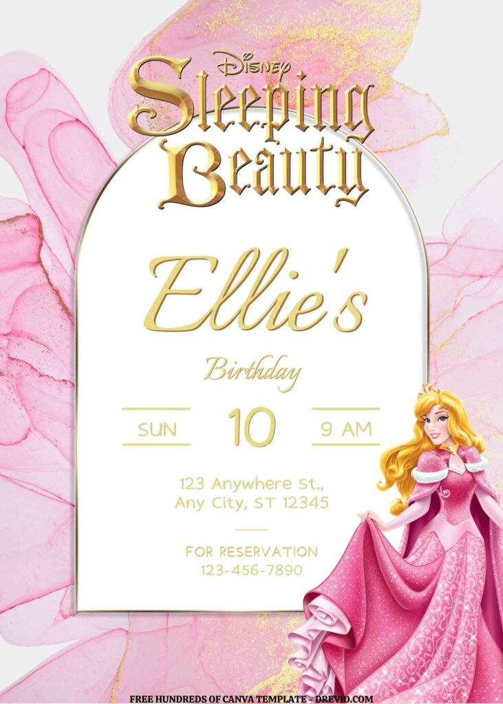 Invitation Template of FREE EDITABLE - 16 Sleeping Beauty Canva Templates 9