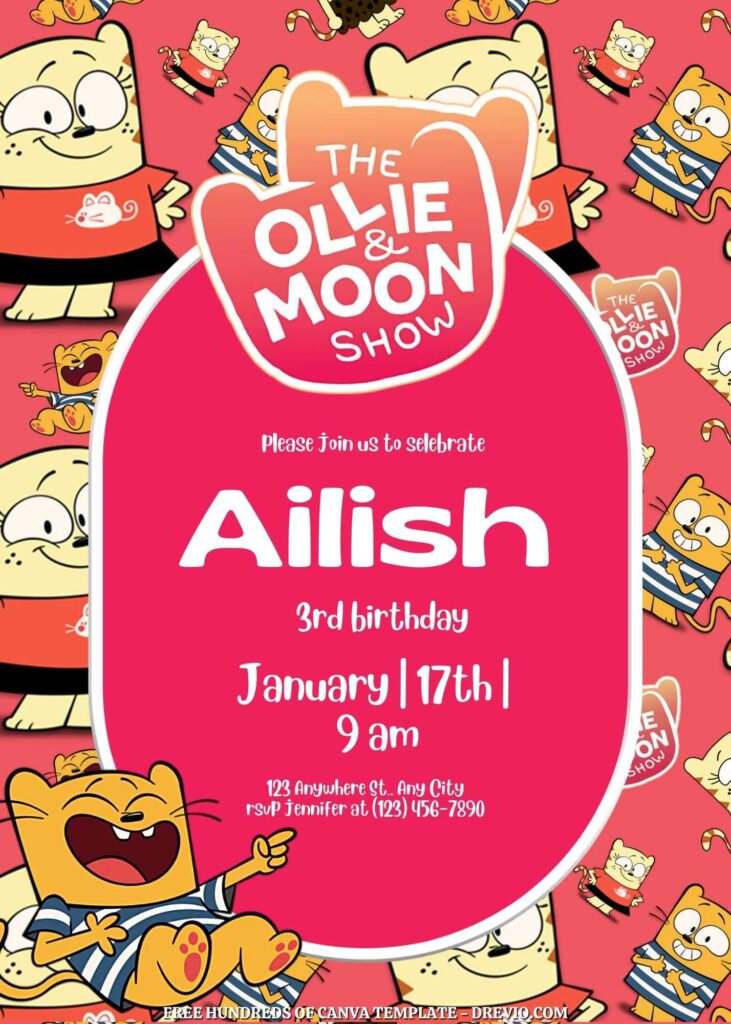 The Ollie & Moon Show Birthday Invitations with Group in the Background