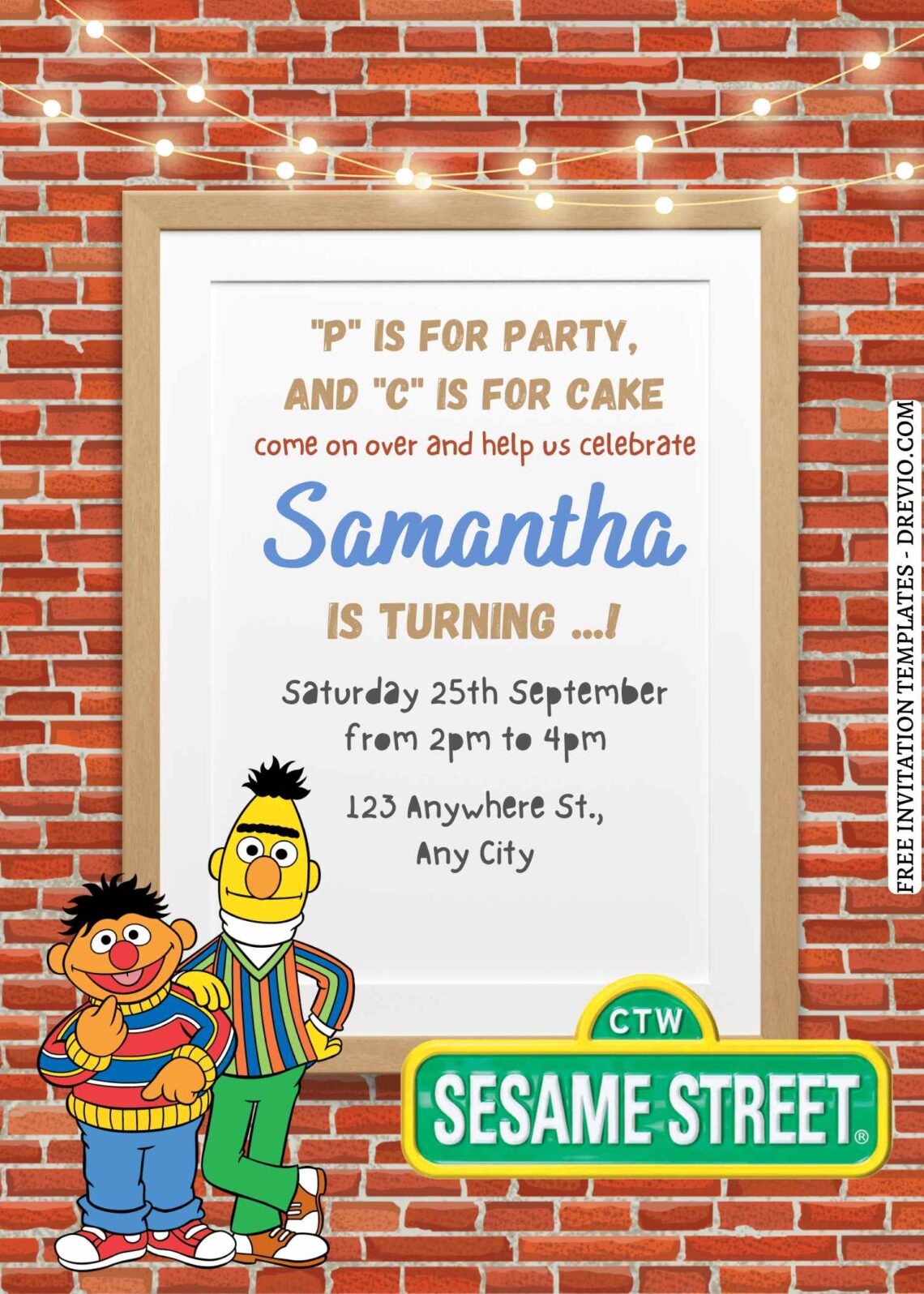 9+ Lovely Cute Sesame Street Canva Birthday Invitation Templates with Bert and Ernie