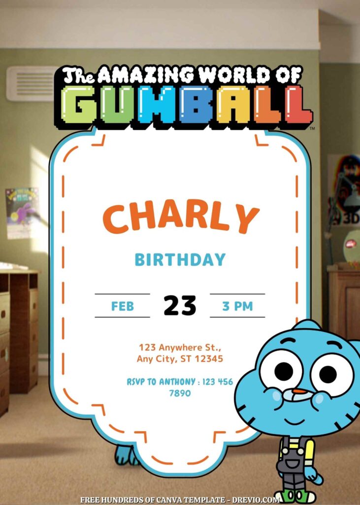 Free Amazing World of Gumball Birthday Invitations