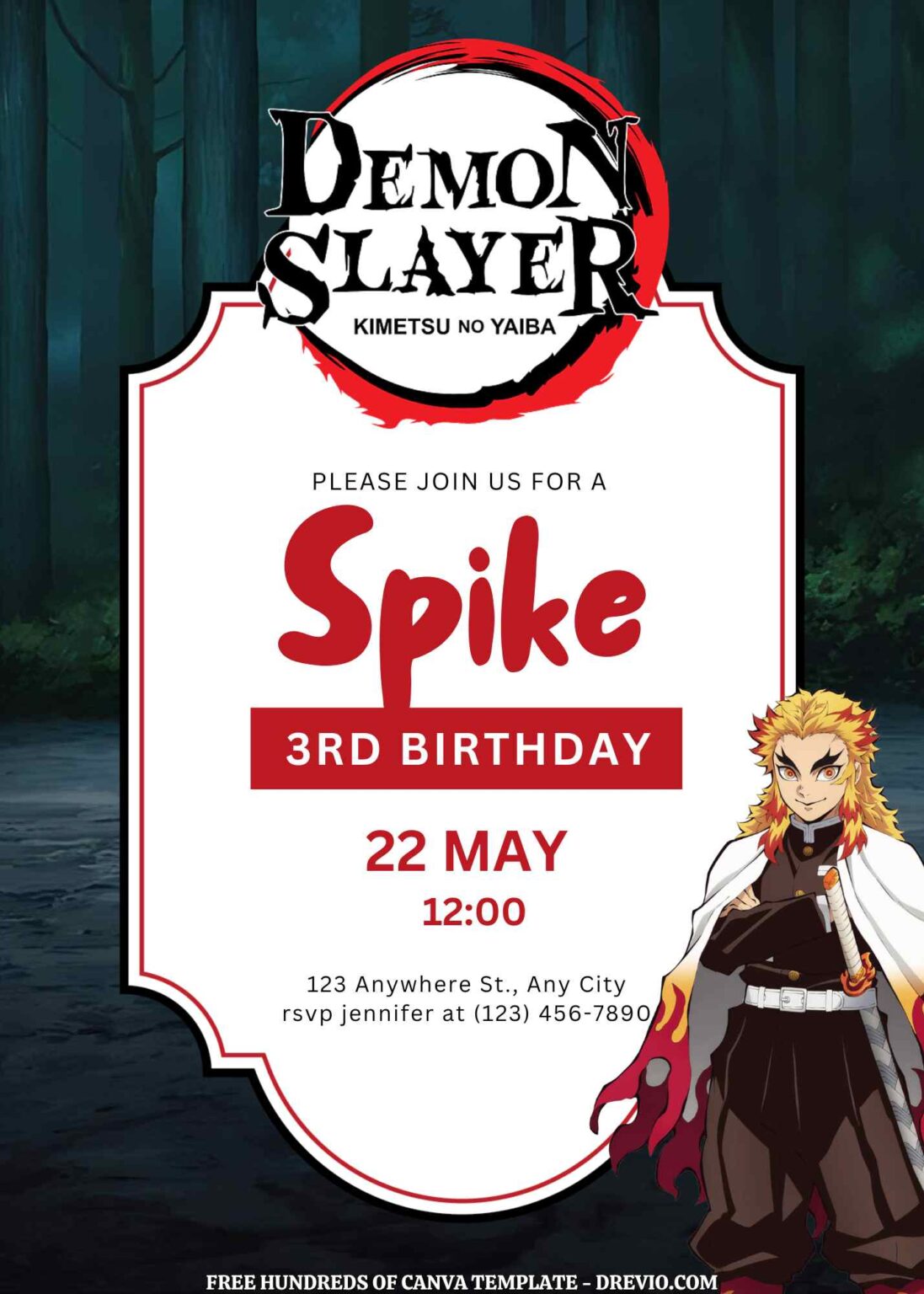 16+ Demon Slayer Kimetsu No Yaiba Canva Birthday Invitation Templates ...